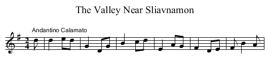 Valley Near Sliavnamon, The - staff notation