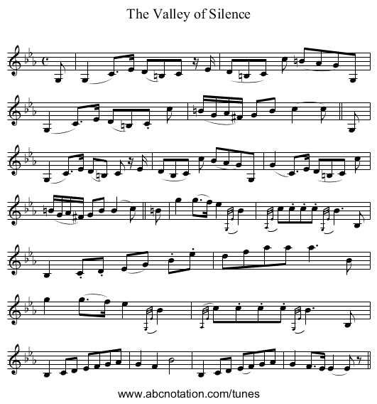 Valley of Silence, The - staff notation
