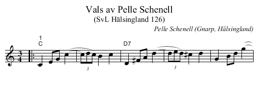 Vals av Pelle Schenell - staff notation