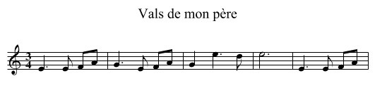 Vals de mon père - staff notation