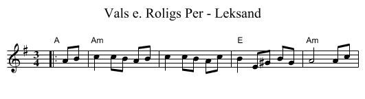 Vals e. Roligs Per - Leksand - staff notation