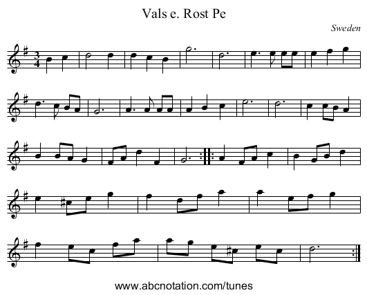 Vals e. Rost Pe - staff notation