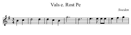 Vals e. Rost Pe - staff notation