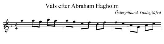 Vals efter Abraham Hagholm - staff notation