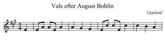 Vals efter August Bohlin - staff notation