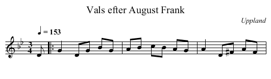 Vals efter August Frank - staff notation