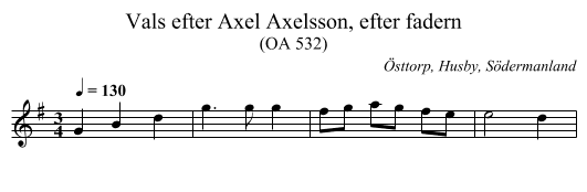 Vals efter Axel Axelsson, efter fadern - staff notation