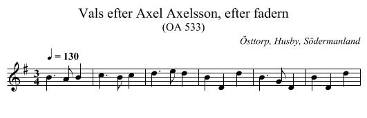 Vals efter Axel Axelsson, efter fadern - staff notation