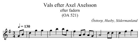 Vals efter Axel Axelsson - staff notation