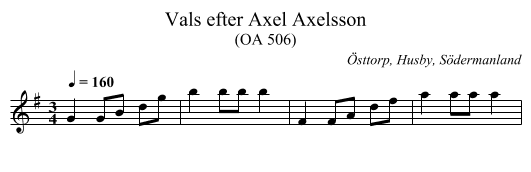 Vals efter Axel Axelsson - staff notation