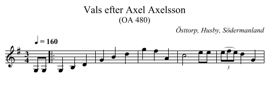 Vals efter Axel Axelsson - staff notation