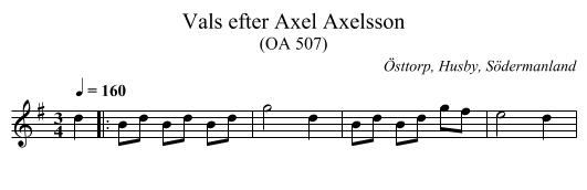 Vals efter Axel Axelsson - staff notation