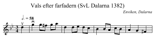 Vals efter farfadern (SvL Dalarna 1382) - staff notation