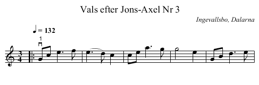 Vals efter Jons-Axel Nr 3 - staff notation