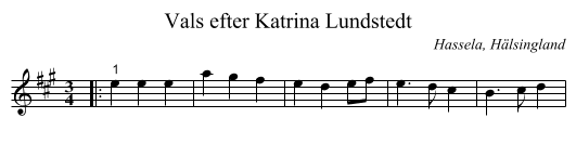 Vals efter Katrina Lundstedt - staff notation