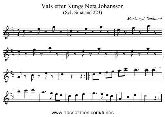 Vals efter Kungs Neta Johansson - staff notation