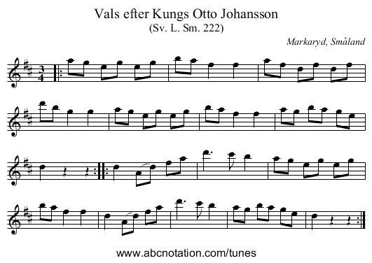 Vals efter Kungs Otto Johansson - staff notation