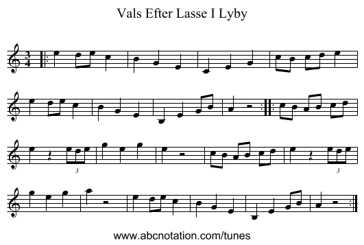 Vals Efter Lasse I Lyby - staff notation