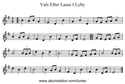Vals Efter Lasse I Lyby - staff notation