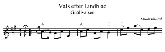 Vals efter Lindblad - staff notation