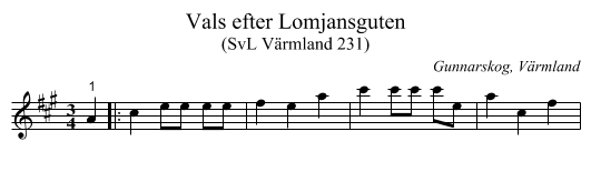 Vals efter Lomjansguten - staff notation