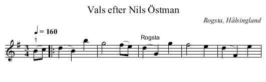 Vals efter Nils Östman - staff notation