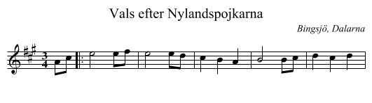 Vals efter Nylandspojkarna - staff notation