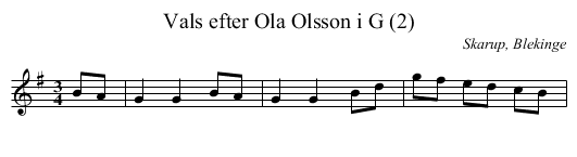 Vals efter Ola Olsson i G (2) - staff notation