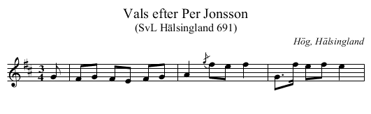 Vals efter Per Jonsson - staff notation