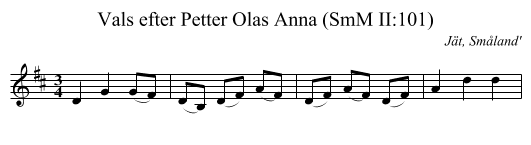 Vals efter Petter Olas Anna (SmM II:101) - staff notation