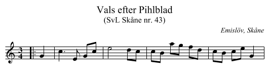 Vals efter Pihlblad - staff notation