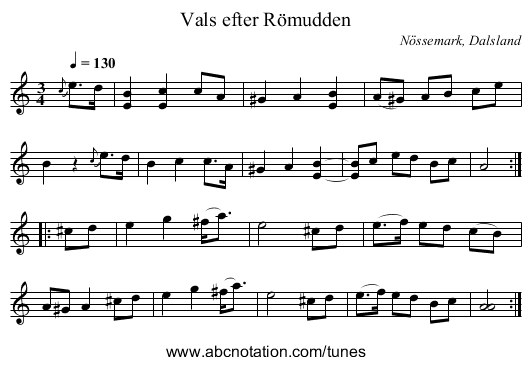 Vals efter Römudden - staff notation