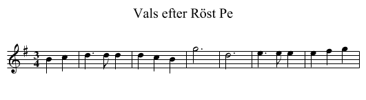 Vals efter R&ouml;st Pe - staff notation