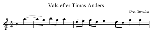Vals efter Timas Anders - staff notation