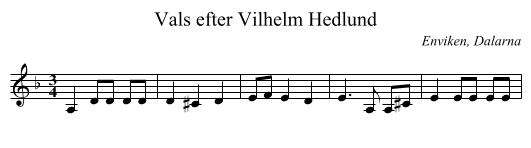 Vals efter Vilhelm Hedlund - staff notation
