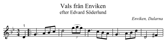 Vals från Enviken - staff notation