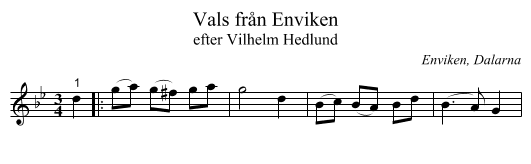 Vals från Enviken - staff notation