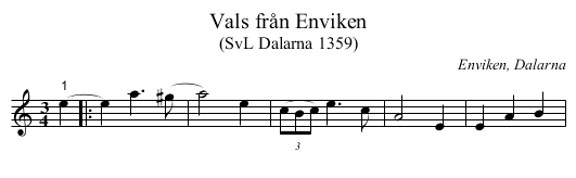 Vals från Enviken - staff notation