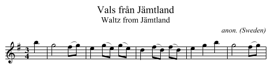 Vals fr&aring;n Jämtland - staff notation