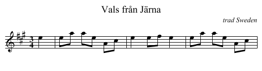 Vals fr&aring;n J&auml;rna - staff notation