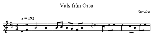 Vals från Orsa - staff notation