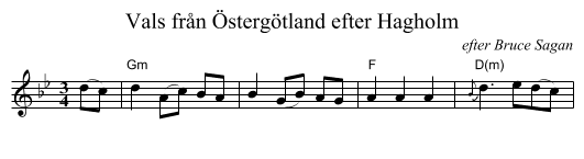 Vals fr&aring;n &Ouml;sterg&ouml;tland efter Hagholm - staff notation