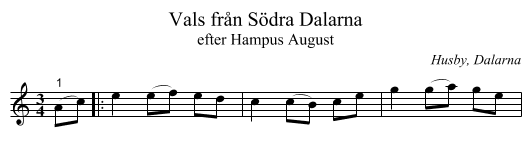 Vals från Södra Dalarna - staff notation