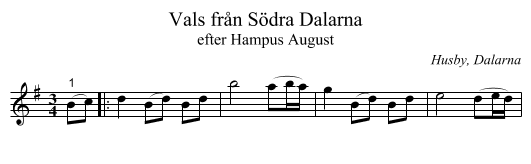 Vals från Södra Dalarna - staff notation