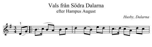 Vals från Södra Dalarna - staff notation