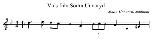 Vals från Södra Unnaryd - staff notation