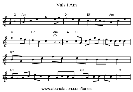 Vals i Am - staff notation
