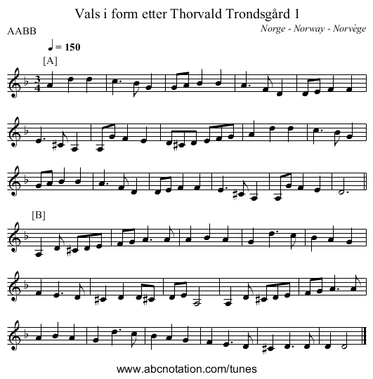 Vals i form etter Thorvald Trondsgård 1 - staff notation