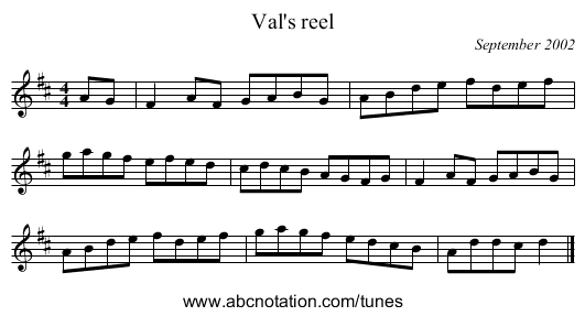Val's reel - staff notation