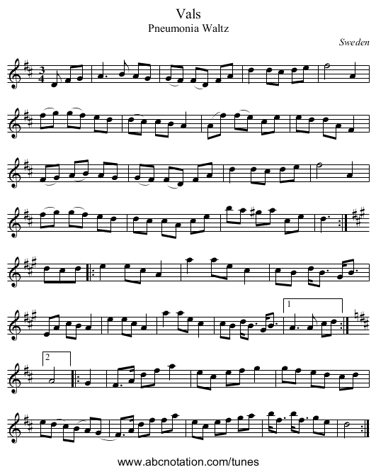 Vals - staff notation